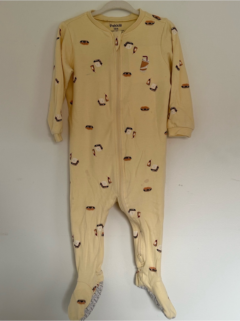 Yellow Baby Footed Onesie - 12-18M